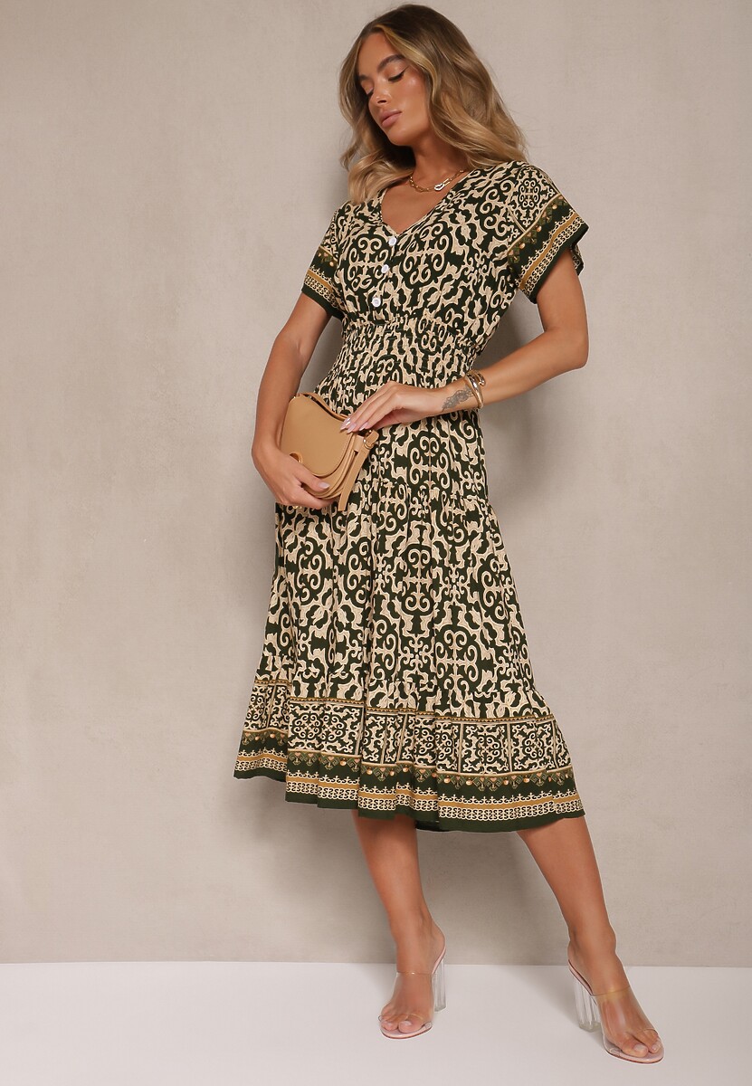 Rochie Natifarela Verde cu bej 2