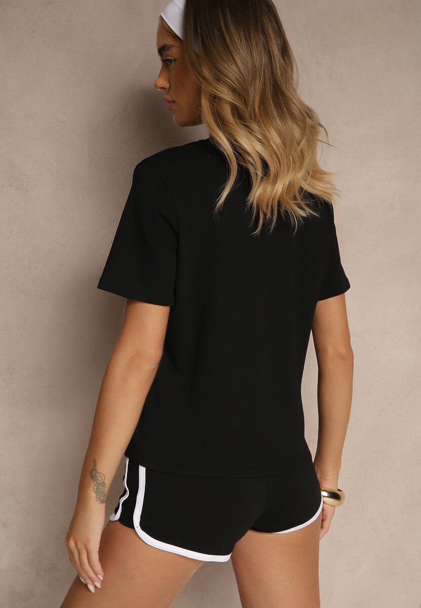 Czarny Klasyczny T-shirt z Grubszej  Bawełny Tiavone 3