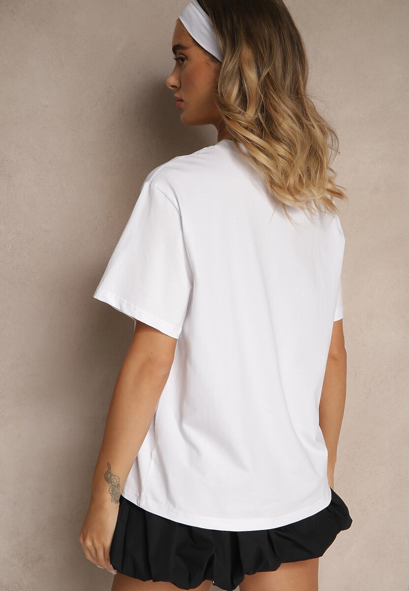 Biały Basicowy T-shirt z Bawełny Kollea 3