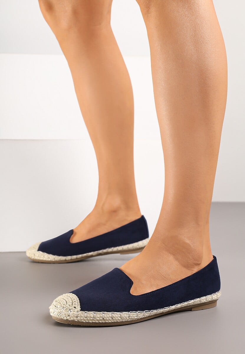 Granatowe Espadryle z Motywem Plecionki Ralomea 2