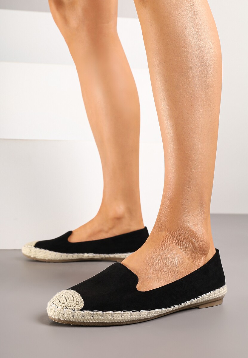 Czarne Espadryle z Motywem Plecionki Ralomea 2