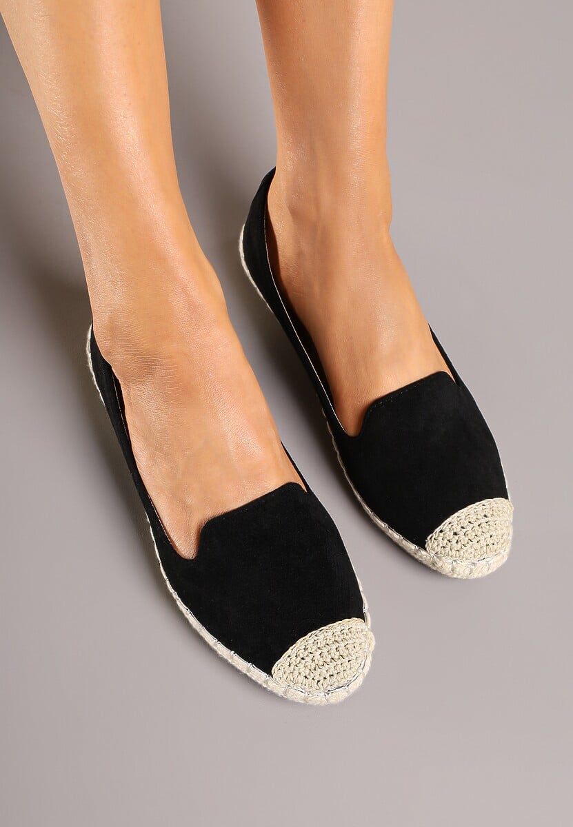Czarne Espadryle z Motywem Plecionki Ralomea 3