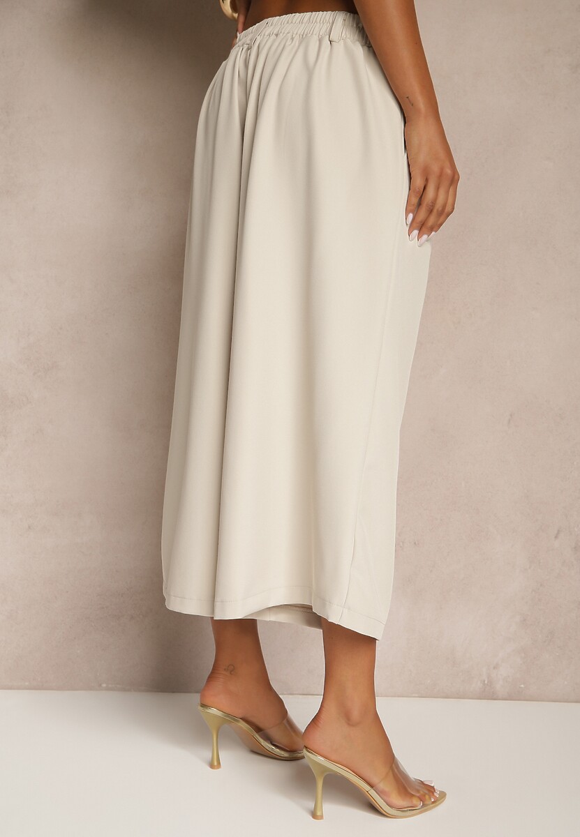 Jasnobeżowe Eleganckie Spodnie Typu Culottes Silunea 3