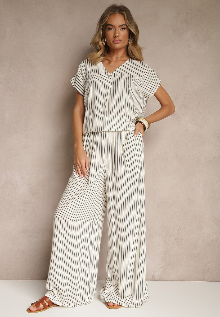 Pantaloni Silorea Alb cu albastru 1
