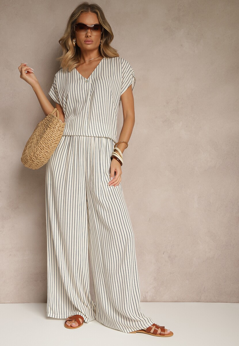 Pantaloni Silorea Alb cu albastru 2