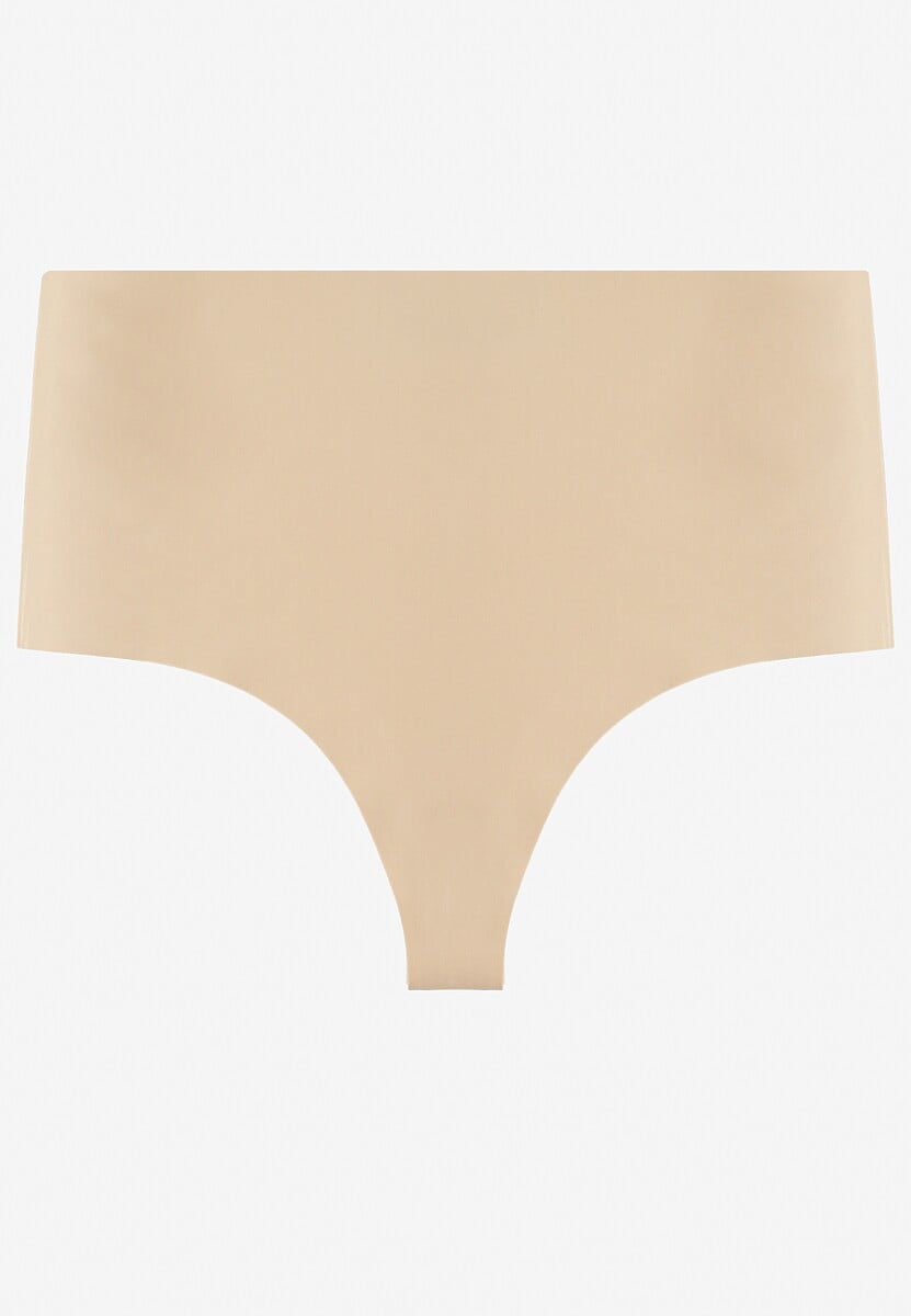 Beżowe Bezszwowe Majtki High Waist Kolunea 1
