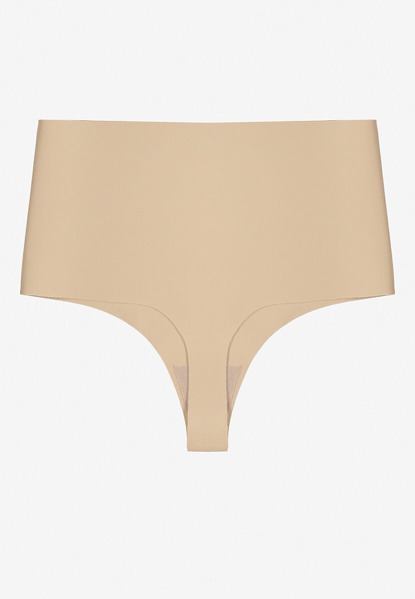 Beżowe Bezszwowe Majtki High Waist Kolunea 2