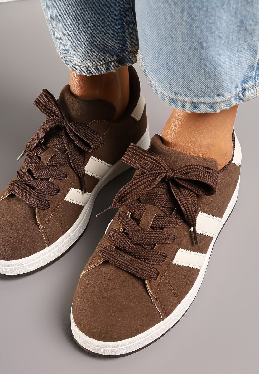 Brązowe Sneakersy Ozdobione Paskami Dolirenna 3