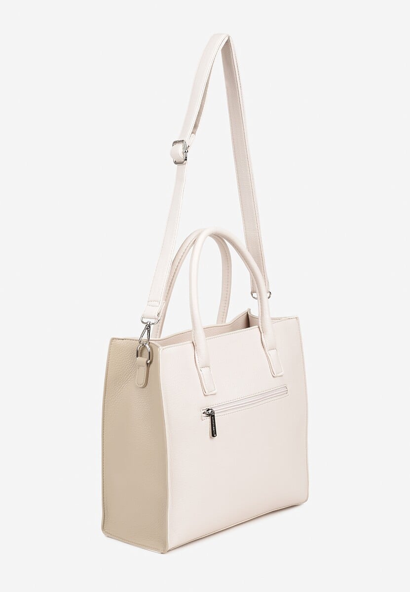 Jasnobeżowa Klasyczna Torebka Typu Shopper z Paskiem Crossbody Nalireine 2