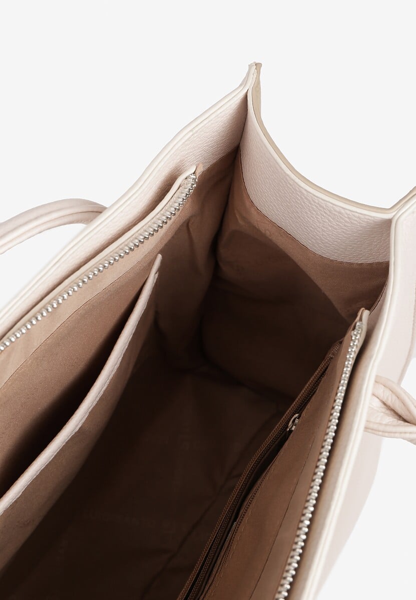 Jasnobeżowa Klasyczna Torebka Typu Shopper z Paskiem Crossbody Nalireine 3