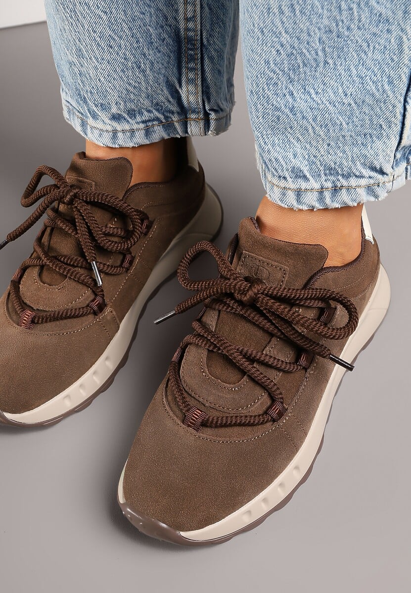 Brązowe Zamszowe Sneakersy z Wkładką ze Skóry Naturalnej Dolavienne 3