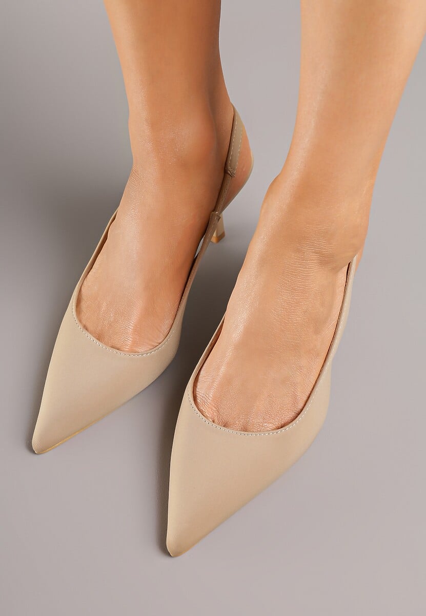 Beżowe Sandały na Szpilce Typu Slingback Melovelle 3