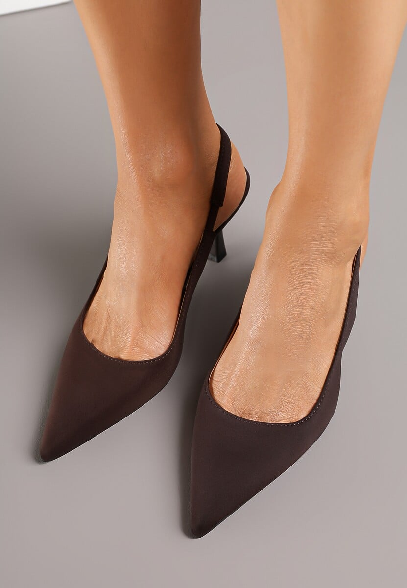 Brązowe Sandały na Szpilce Typu Slingback Melovelle 3