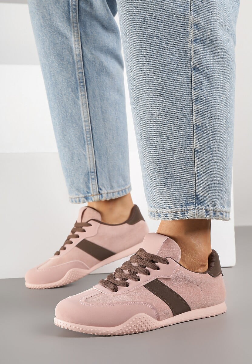 Różowo-Brązowe Sneakersy Ozdobione Tłoczeniem Halennesa 2
