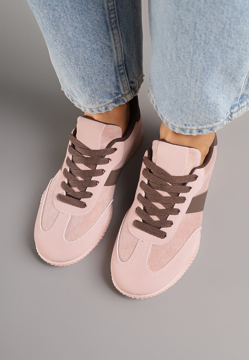 Różowo-Brązowe Sneakersy Ozdobione Tłoczeniem Halennesa 3