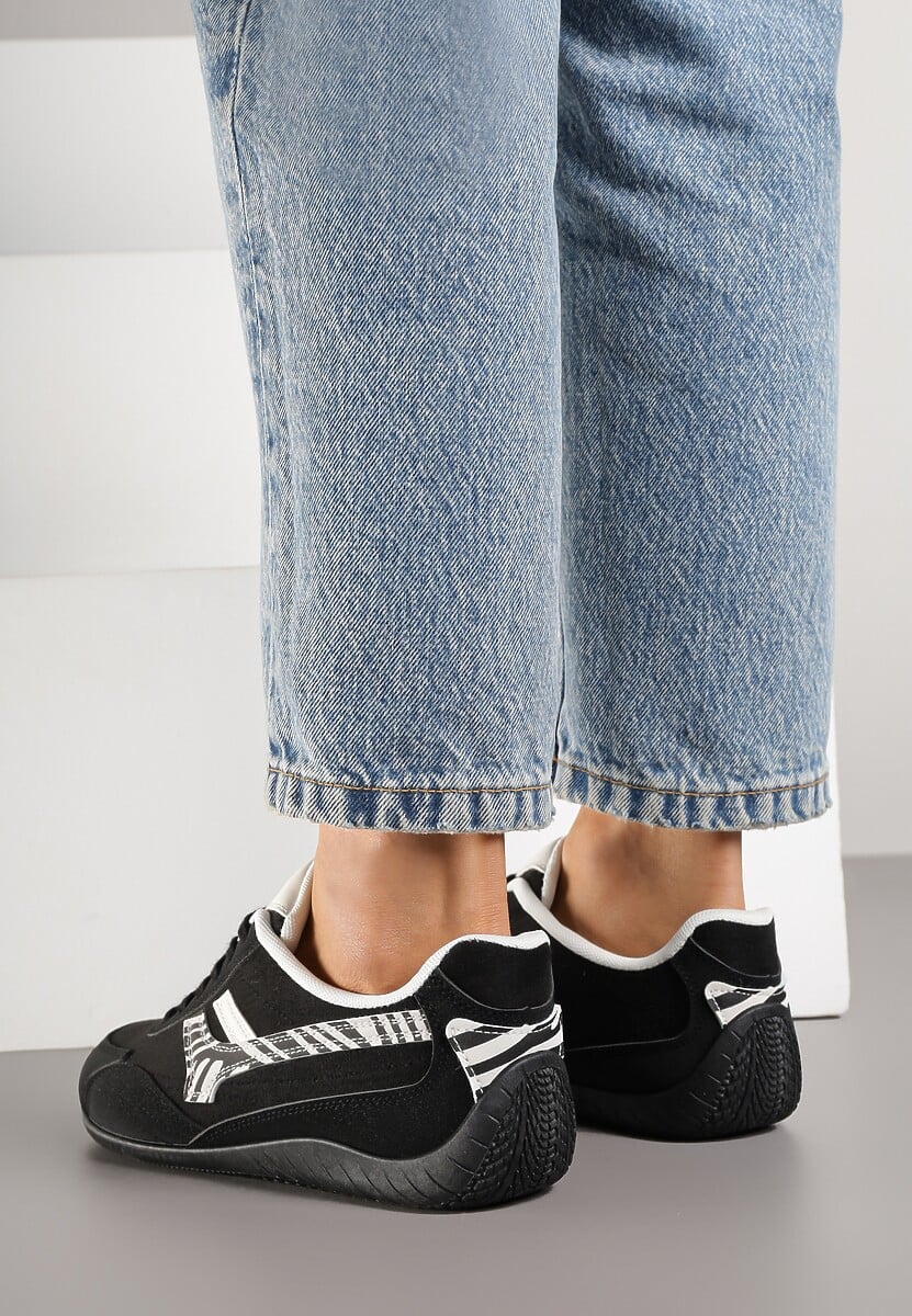 Czarne Sneakersy z Geometrycznym Motywem w Zeberkę Arpolia 3