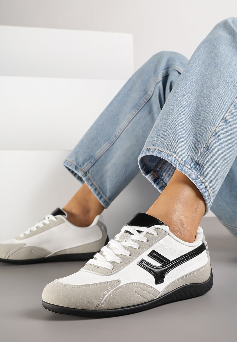 Białe Sneakersy z Geometrycznym Motywem Arpolia 2