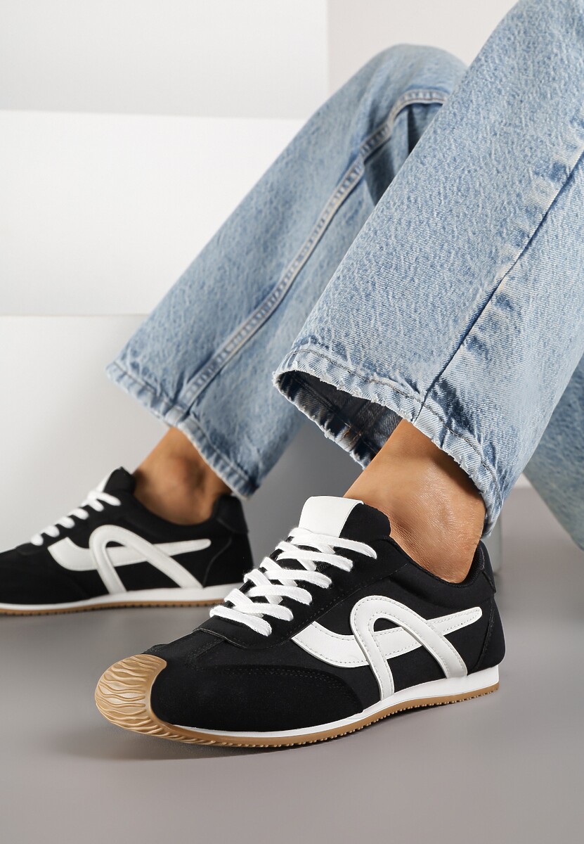 Czarne Sneakersy z Geometrycznym Wzorem Arnenta 2