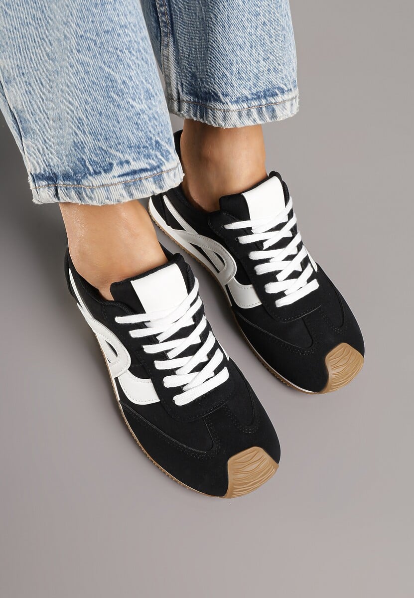 Czarne Sneakersy z Geometrycznym Wzorem Arnenta 3
