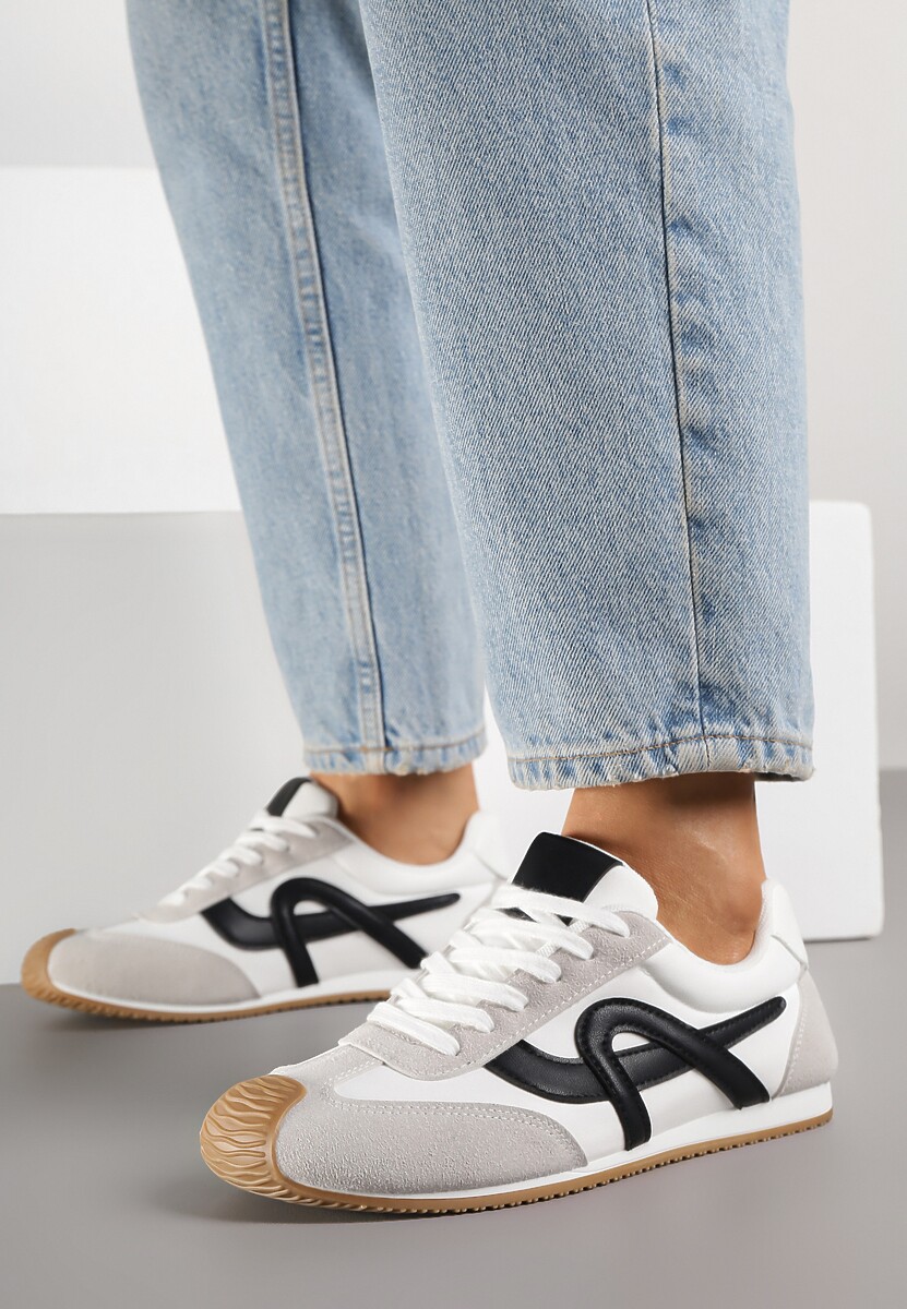 Białe Sneakersy z Geometrycznym Wzorem Arnenta 2