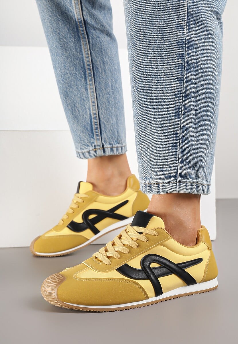 Żółte Sneakersy z Geometrycznym Wzorem Arnenta 2