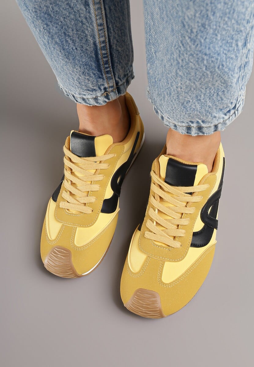 Żółte Sneakersy z Geometrycznym Wzorem Arnenta 3