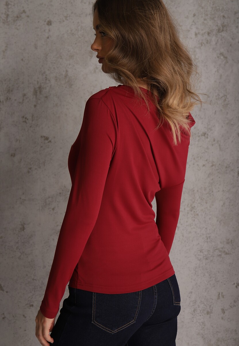 Bordowa Bluzka Longsleeve Vices z Asymetrycznym Dekoltem Fertie 3