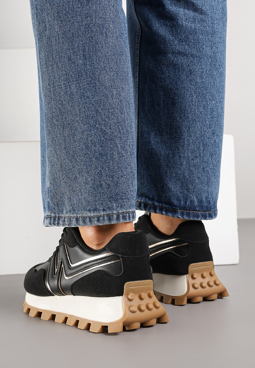 Czarne Sneakersy Ozdobione Geometrycznym Motywem Annerie 3