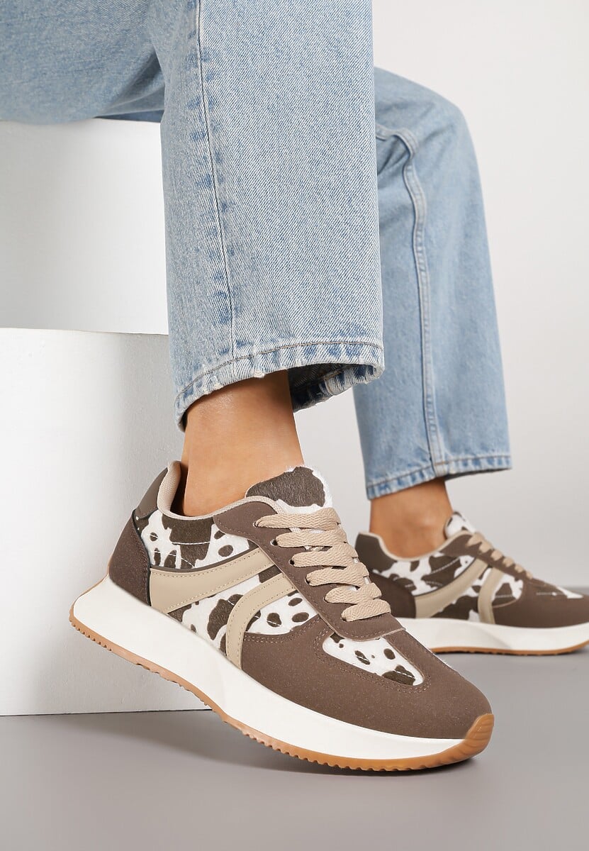 Czarno-Białe Sneakersy z Geometrycznym Wzorem Velwettia 1