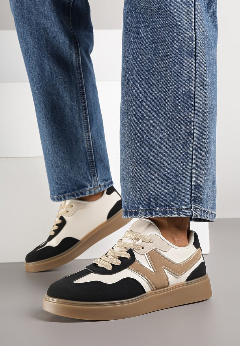 Czarne Sneakersy Ozdobione Geometrycznym Motywem Benike 1