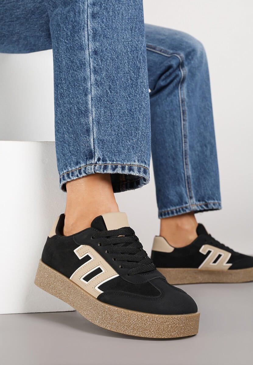 Czarne Sneakersy Ozdobione Geometrycznym Motywem Lanelise 2