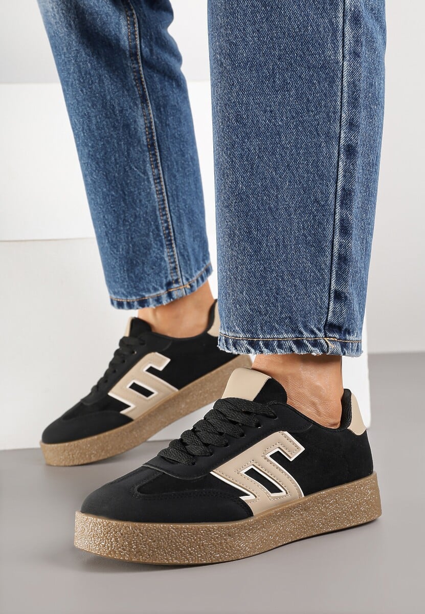 Czarne Sneakersy Ozdobione Geometrycznym Motywem Lanelise 3