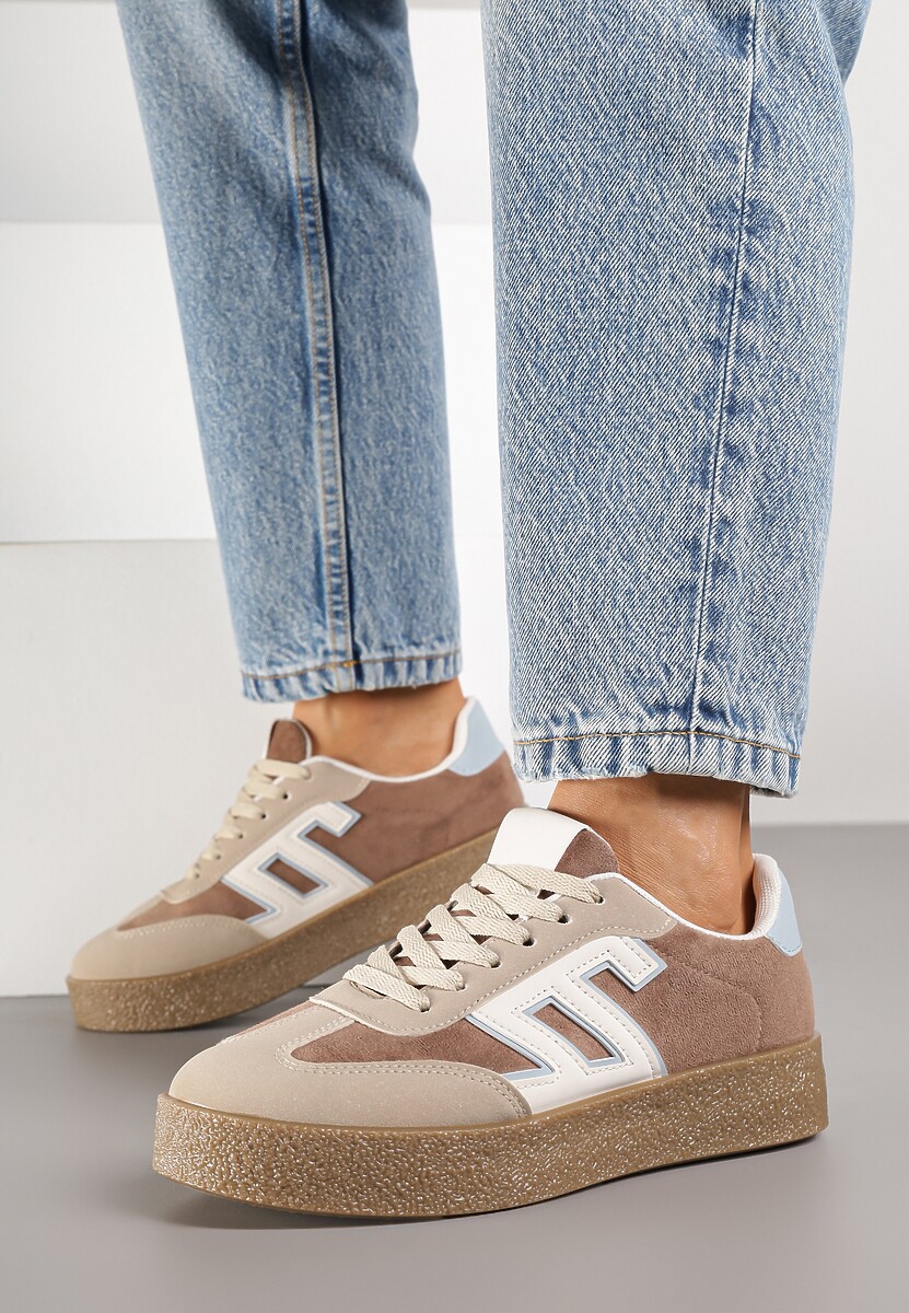 Brązowe Sneakersy Ozdobione Geometrycznym Motywem Lanelise 2