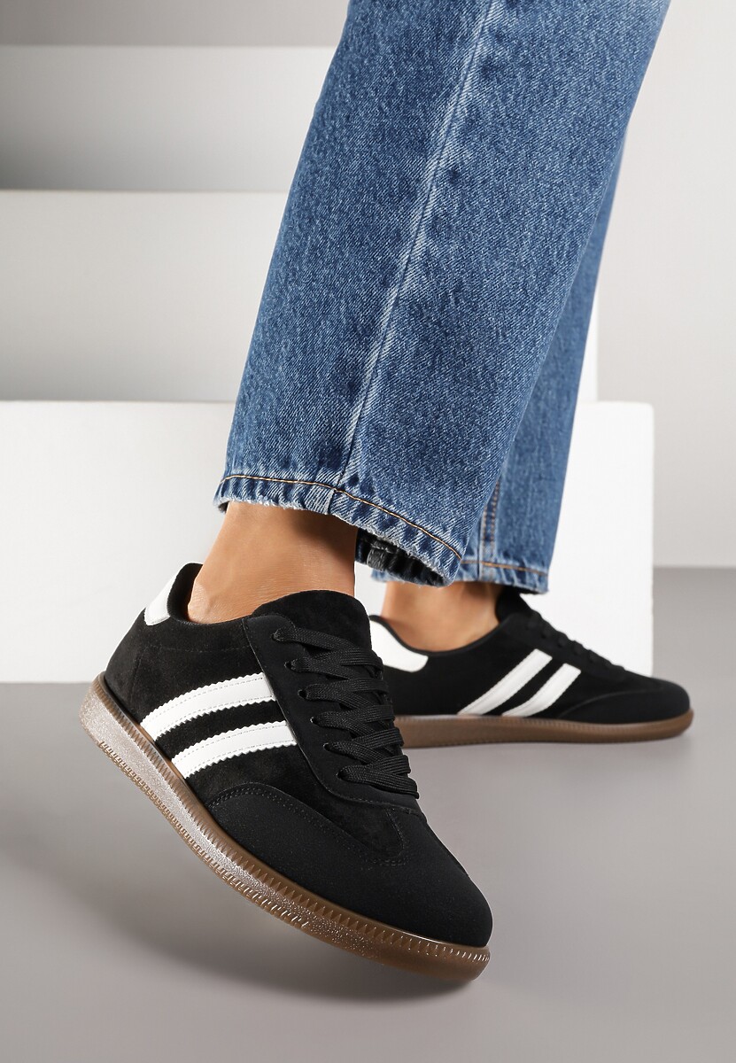 Czarne Sneakersy z Geometrycznym Wzorem Naliette 2