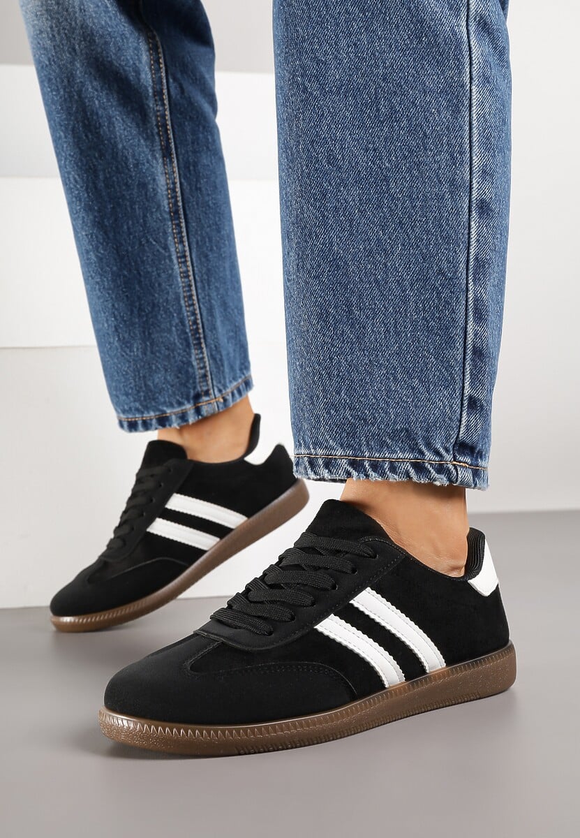 Czarne Sneakersy z Geometrycznym Wzorem Naliette 3