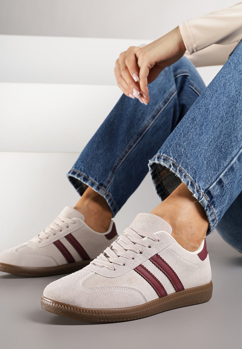 Beżowe Sneakersy z Geometrycznym Wzorem Naliette 1