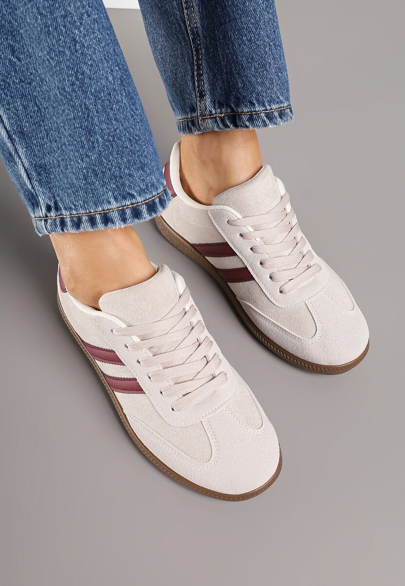 Beżowe Sneakersy z Geometrycznym Wzorem Naliette 3