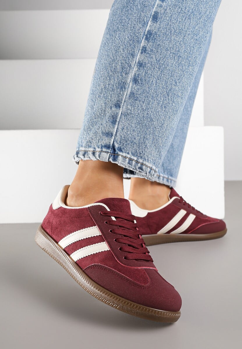 Bordowe Sneakersy z Geometrycznym Wzorem Naliette 2