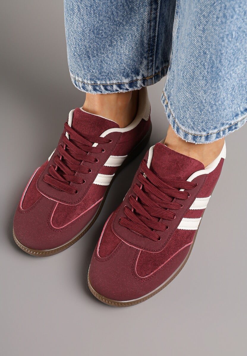 Bordowe Sneakersy z Geometrycznym Wzorem Naliette 3
