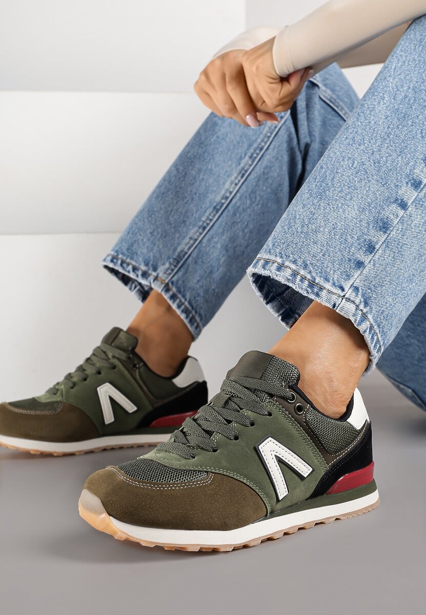 Zielone Sneakersy Ozdobione Geometrycznym Motywem Rilenessa 1