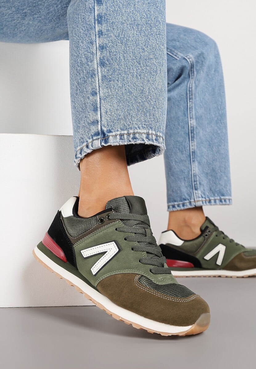Zielone Sneakersy Ozdobione Geometrycznym Motywem Rilenessa 2