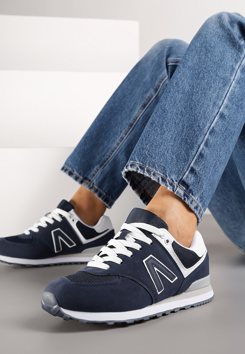 Granatowe Sneakersy Ozdobione Geometrycznym Motywem Rilenessa 2