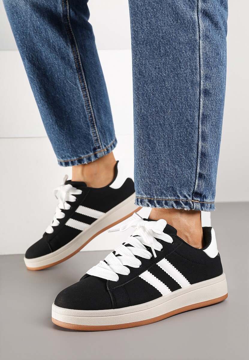 Czarno-Białe Sneakersy z Geometrycznym Wzorem Rillomia 2