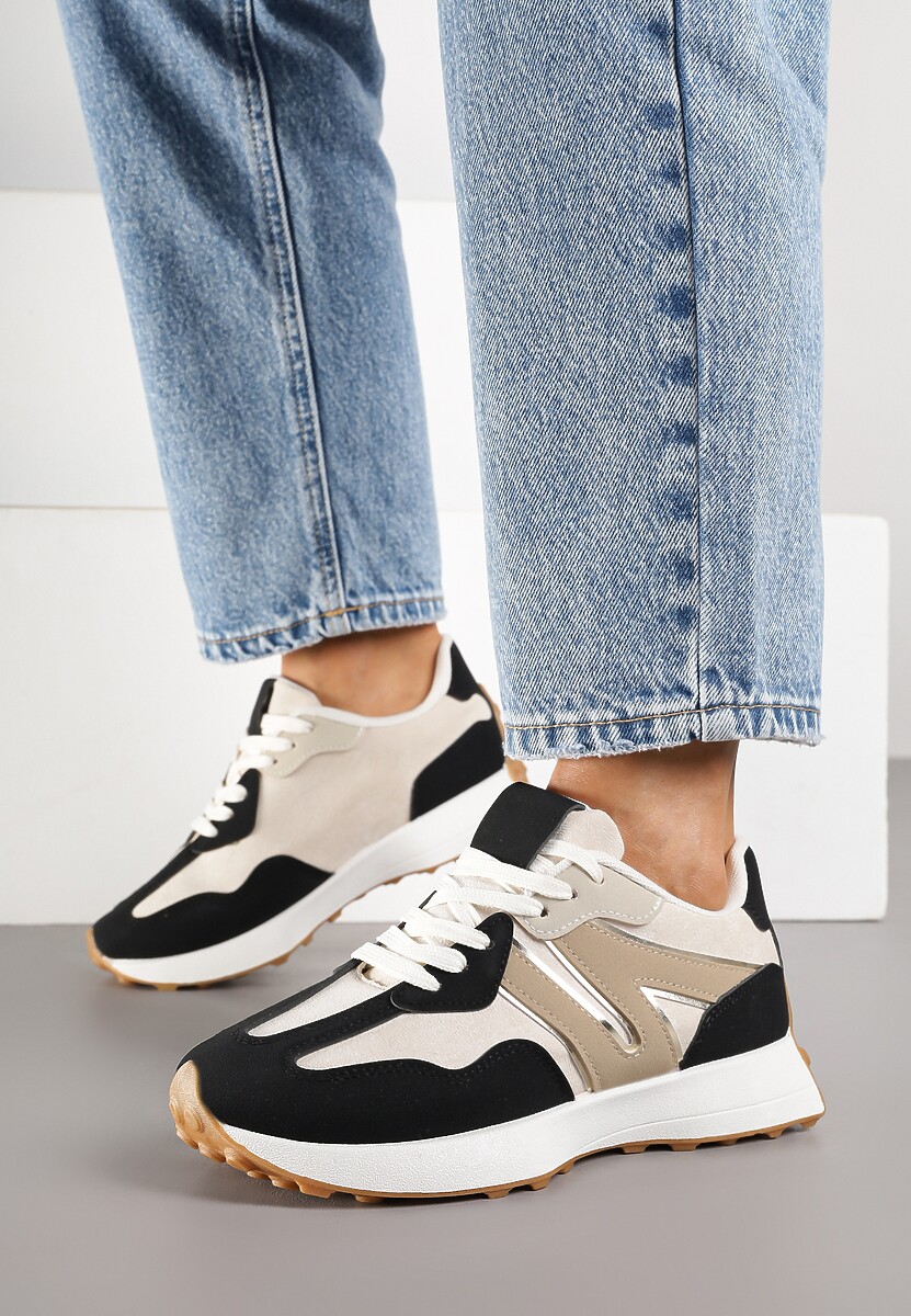 Czarne Sneakersy Ozdobione Geometrycznym Motywem Rilameia 2