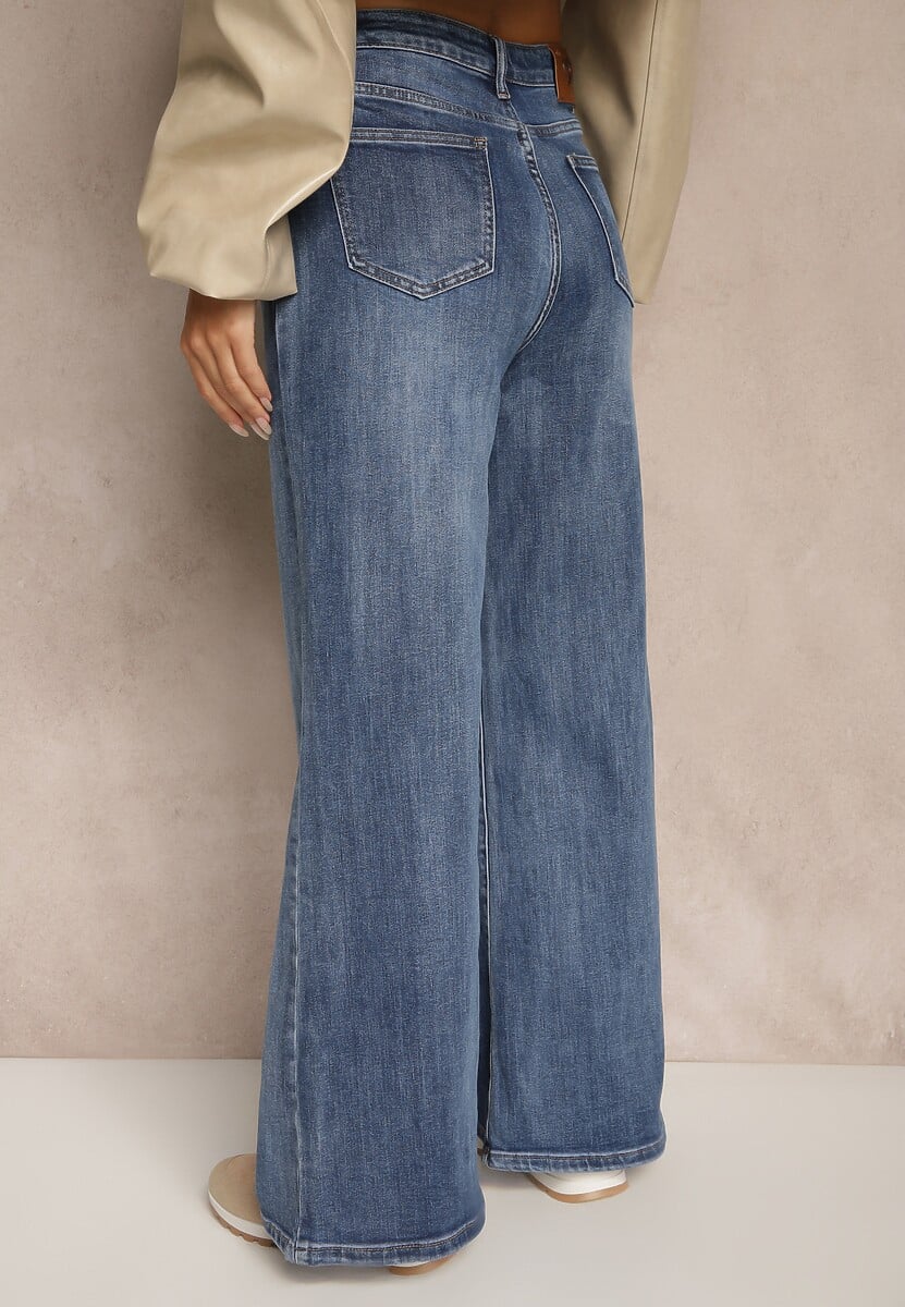 Niebieskie Jeansy High Waist z Szeroką Nogawką Elzaria 3