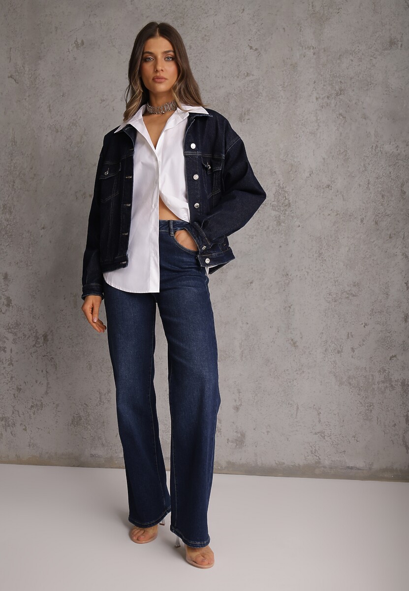 Niebieskie Szerokie Jeansy z Bawełną Yllerie 1