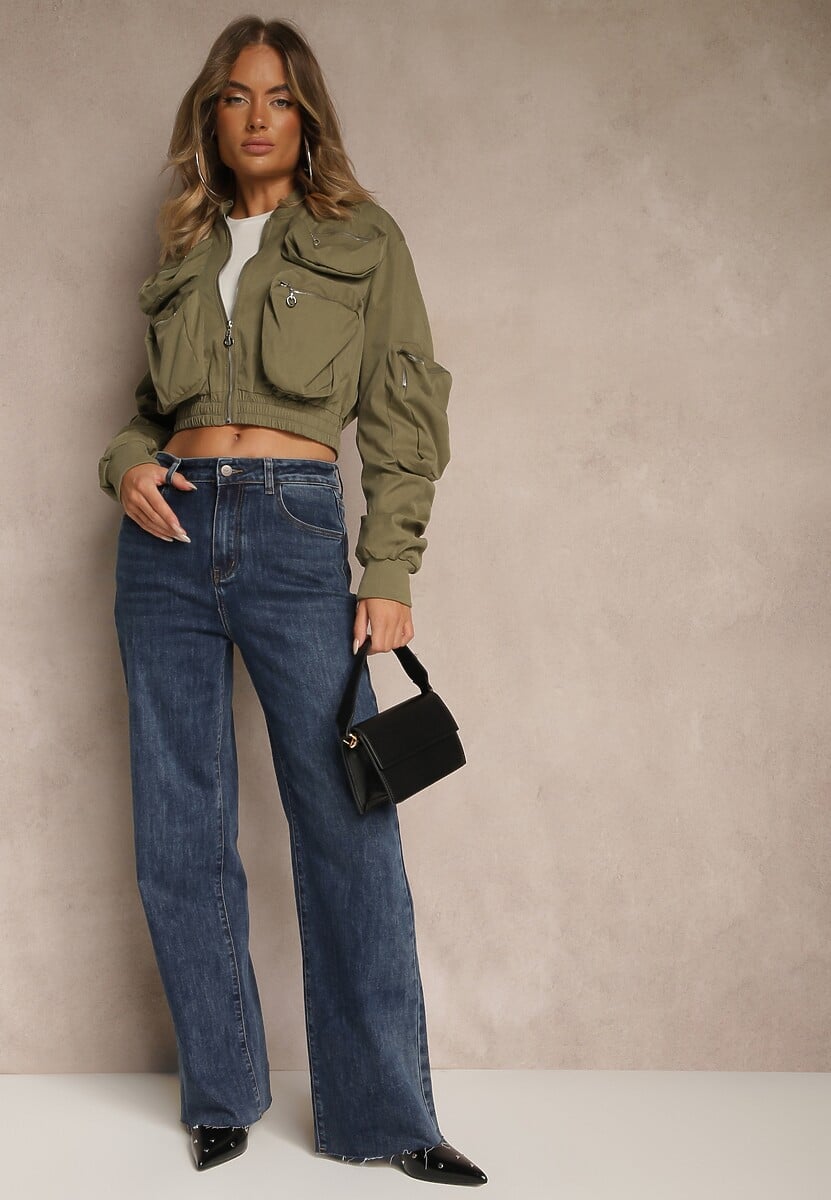 Niebieskie Jeansy High Waist o Szerokim Kroju Orrisalla 2