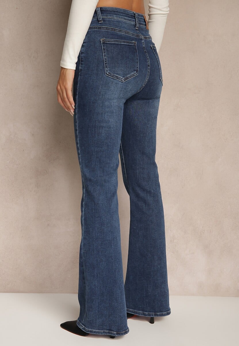 Niebieskie Jeansy High Waist o Kroju Dzwonów Finvenne 3