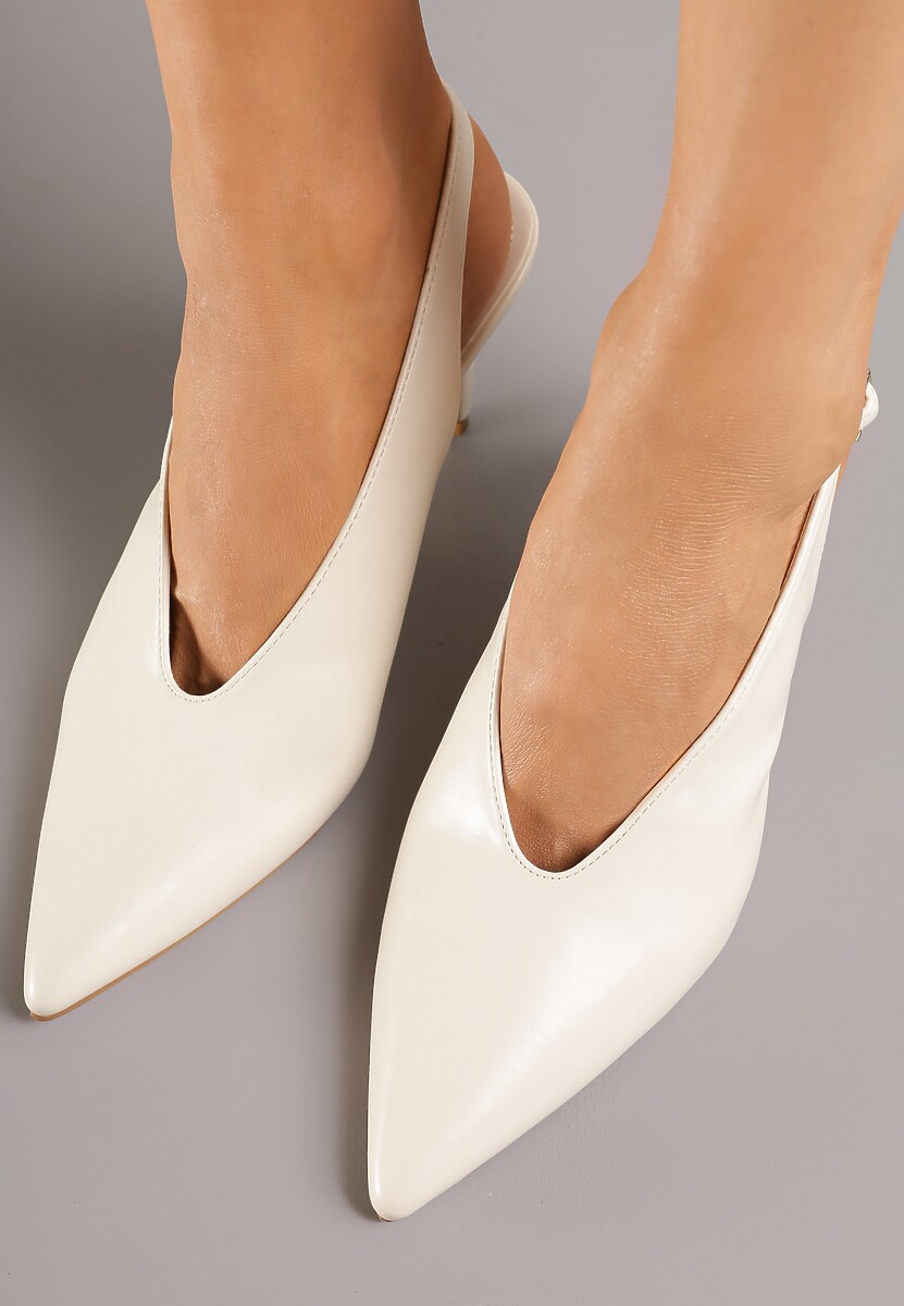 Beżowe Sandały Slingback na Obcasie Typu Szpilka Latira 3