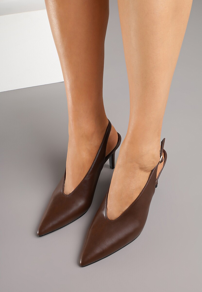 Brązowe Sandały Slingback na Obcasie Typu Szpilka Latira 3